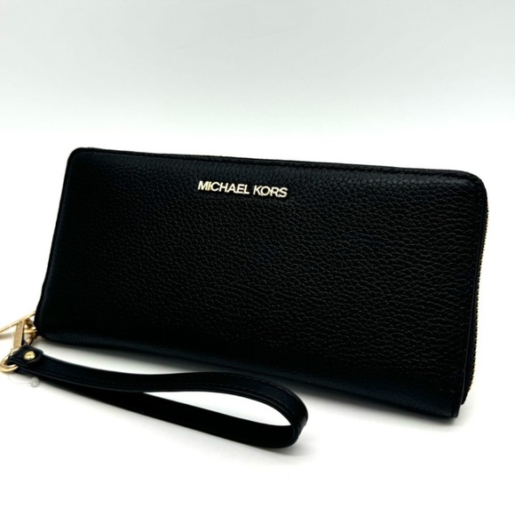 Michael Kors Large Continental Wallet Black/Gold - Picture 1 of 8